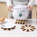 Bamboo Dining Table Insulation Pad Heatproof Coasters Anti-Scald Pot Mat, 16.5cm Round, 14x15cm Square