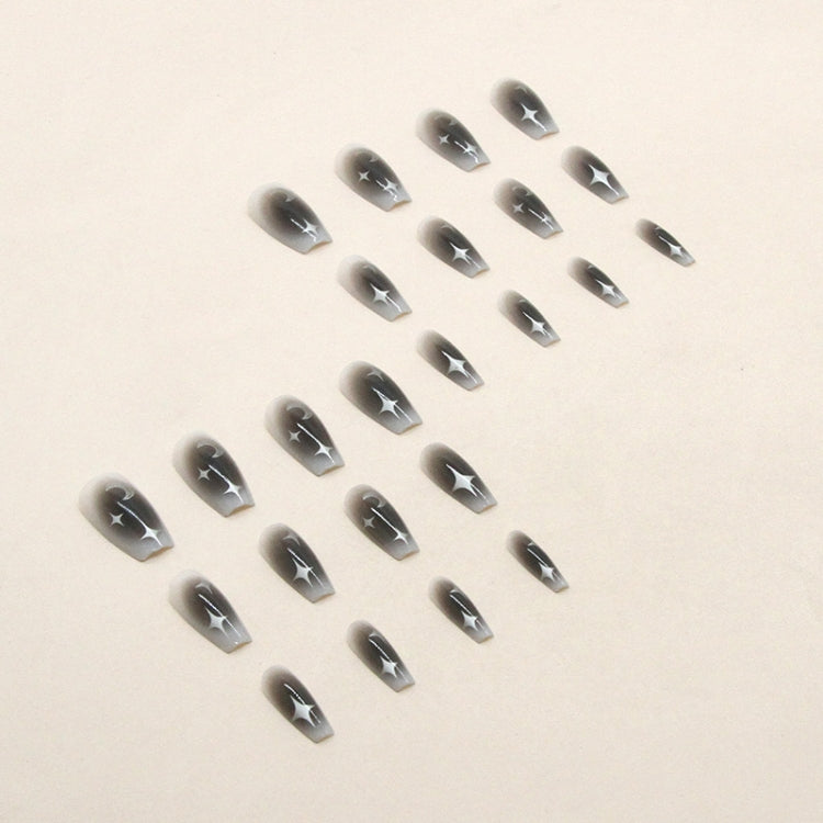 24pcs /Box  Press On Nails Dark Star and Moon Series False Nails Mid-Length Ballet Nails, R722