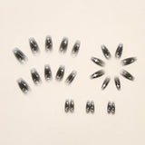 24pcs /Box  Press On Nails Dark Star and Moon Series False Nails Mid-Length Ballet Nails, R722