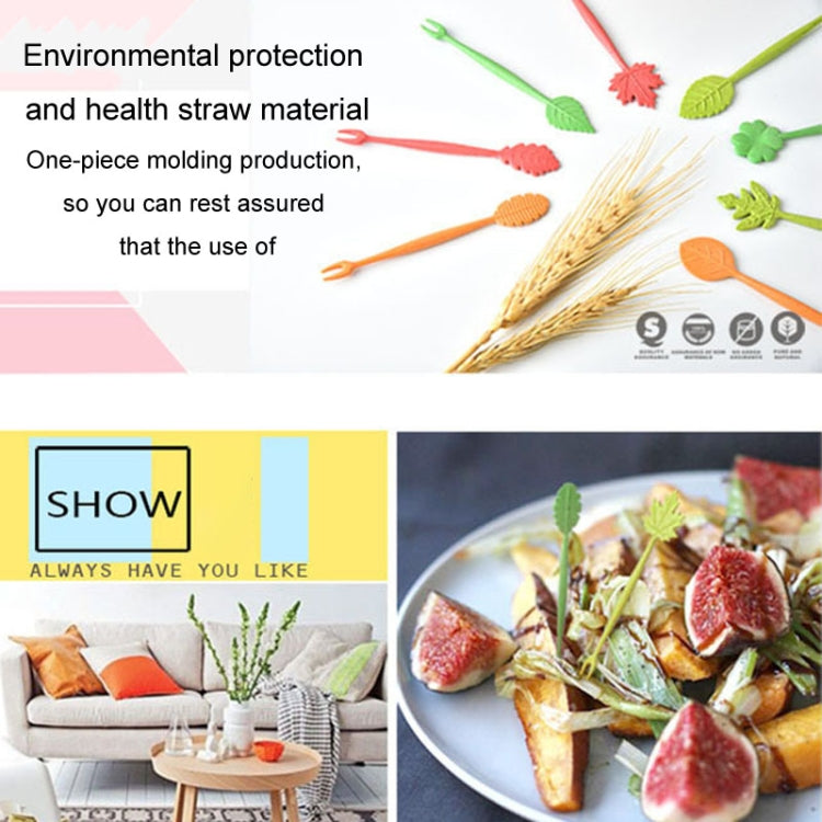 Mini Wheat Fiber Material Tableware Set Snack Dessert Forks, 16pcs Fruit Forks + 1pc Barrel