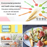 Mini Wheat Fiber Material Tableware Set Snack Dessert Forks, 16pcs Fruit Forks + 1pc Barrel