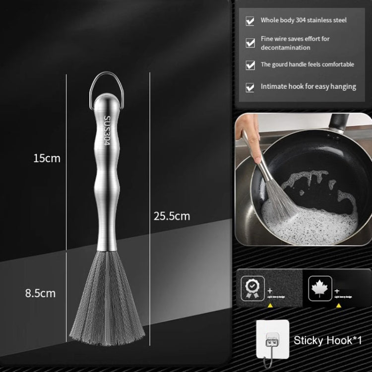 304 Thickened Lengthened Steel Wire Pot Brush Stainless Steel Cleaning Brush For Kitchen, 25.5cm