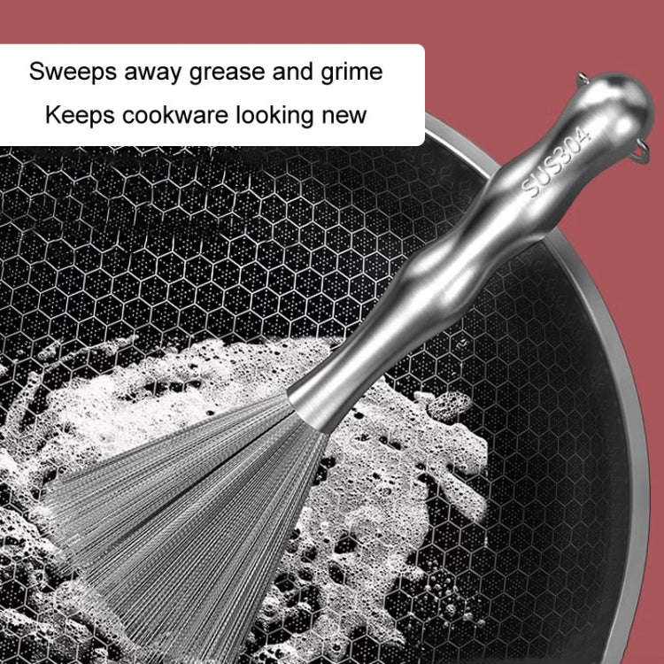 304 Thickened Lengthened Steel Wire Pot Brush Stainless Steel Cleaning Brush For Kitchen, 25.5cm