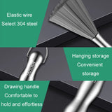 304 Thickened Lengthened Steel Wire Pot Brush Stainless Steel Cleaning Brush For Kitchen, 25.5cm