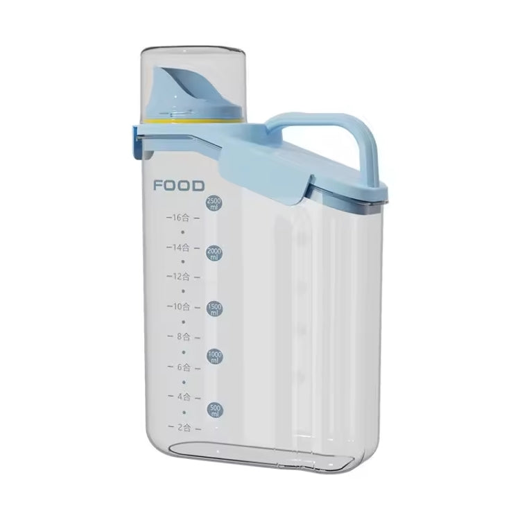 Plastic Sealed Grains Container Dry Food Storage Bin with Measuring Cup Pouring Spout, 2800ml, 2000ml, 1600ml