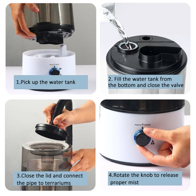 4L Reptile Humidifier Fogger Cool Mist Fog Mister with Tube for Tortoise Habita, EU Plug, US Plug, UK Plug, AU Plug