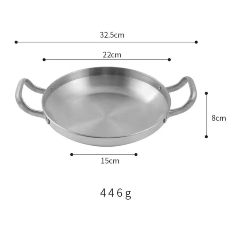 Thickened Stainless Steel Double Ears Pan Seafood Rice Pan Fried Chicken Tray, 22cm Silver, 24cm Silver, 26cm Silver, 28cm Silver, 30cm Silver, 22cm Golden, 24cm Golden, 26cm Golden, 28cm Golden, 30cm Golden