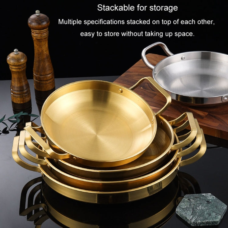 Thickened Stainless Steel Double Ears Pan Seafood Rice Pan Fried Chicken Tray, 22cm Silver, 24cm Silver, 26cm Silver, 28cm Silver, 30cm Silver, 22cm Golden, 24cm Golden, 26cm Golden, 28cm Golden, 30cm Golden