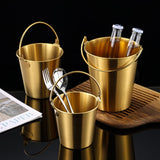 304 Stainless Steel Handheld Ice Bucket Bar Beer Chill Bucket Chips Milk Tea Snacks Barrel, 700ml, 1000ml, 1800ml