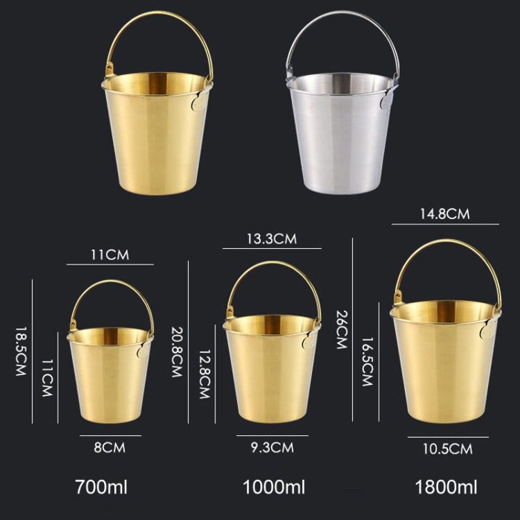 304 Stainless Steel Handheld Ice Bucket Bar Beer Chill Bucket Chips Milk Tea Snacks Barrel, 700ml, 1000ml, 1800ml