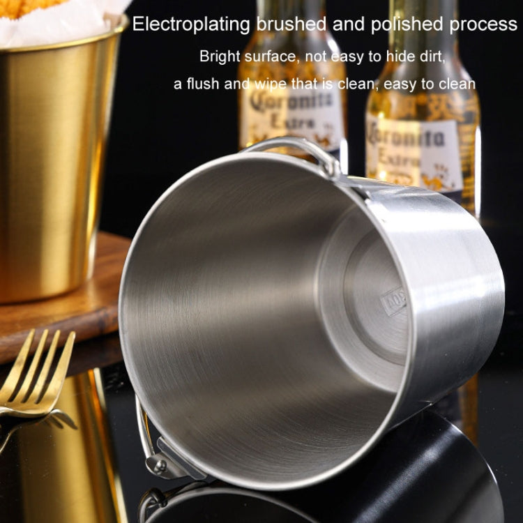 304 Stainless Steel Handheld Ice Bucket Bar Beer Chill Bucket Chips Milk Tea Snacks Barrel, 700ml, 1000ml, 1800ml