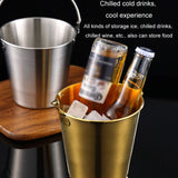 304 Stainless Steel Handheld Ice Bucket Bar Beer Chill Bucket Chips Milk Tea Snacks Barrel, 700ml, 1000ml, 1800ml