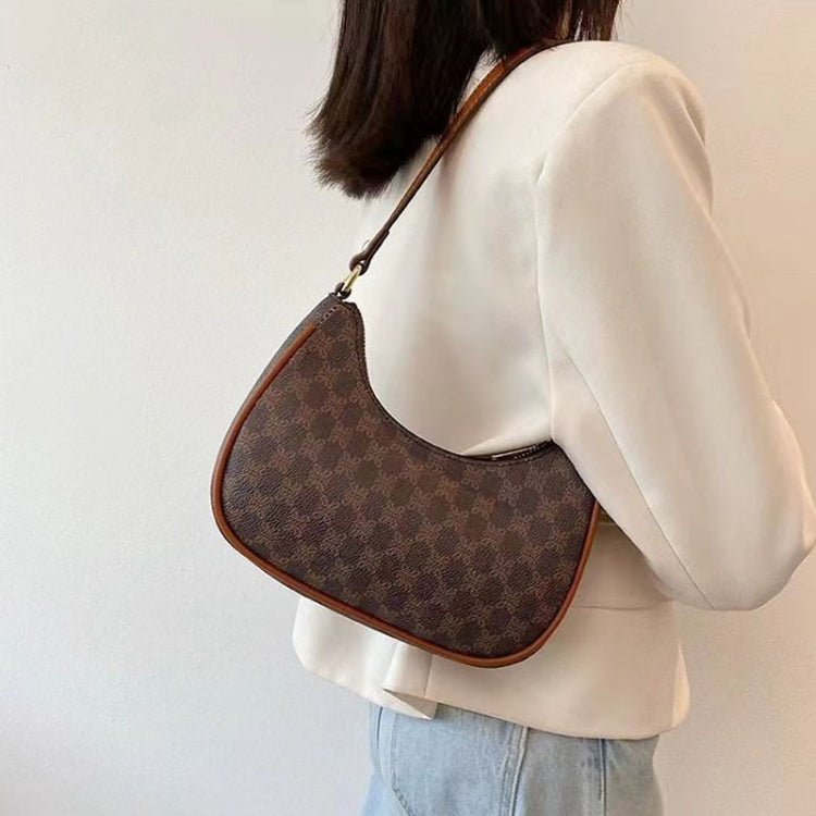 Women Summer Versatile PU Leather Tote Crescent Shoulder Bag Niche Design Underarm Bag