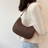 Women Summer Versatile PU Leather Tote Crescent Shoulder Bag Niche Design Underarm Bag