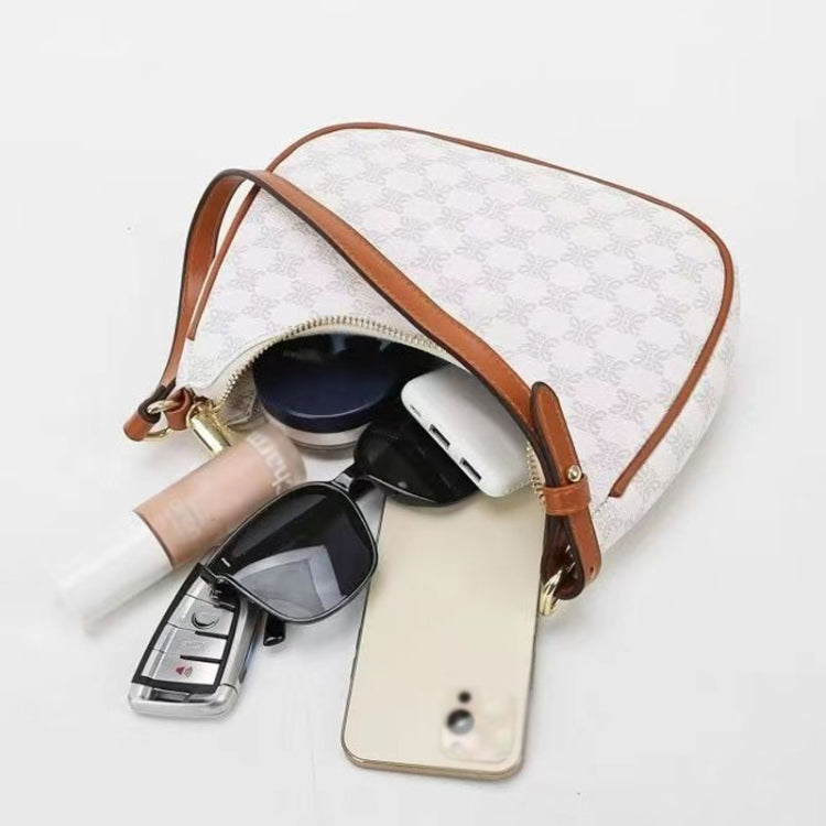 Women Summer Versatile PU Leather Tote Crescent Shoulder Bag Niche Design Underarm Bag