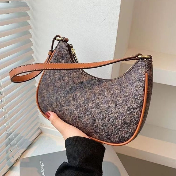 Women Summer Versatile PU Leather Tote Crescent Shoulder Bag Niche Design Underarm Bag