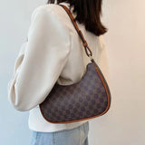 Women Summer Versatile PU Leather Tote Crescent Shoulder Bag Niche Design Underarm Bag