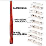 9 Calligraphy Nibs+ Dip Pen Set For Cartoon Sketching Art Drawing