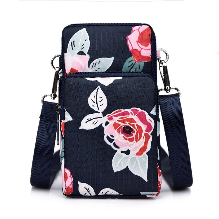 Printed Crossbody Mobile Phone Bag Mini Wallet With Arm Band, Deep Blue Rose, Dark Blue Peony, Black Flower, Blue Printing, Rural Flower, Brown Printing, Aquarius, Black Flower1, Heart, Animal Park, Square Dot, Pink Holiday, Scenery, Blue Leaf, Star   ...