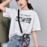 Printed Crossbody Mobile Phone Bag Mini Wallet With Arm Band, Deep Blue Rose, Dark Blue Peony, Black Flower, Blue Printing, Rural Flower, Brown Printing, Aquarius, Black Flower1, Heart, Animal Park, Square Dot, Pink Holiday, Scenery, Blue Leaf, Star   ...