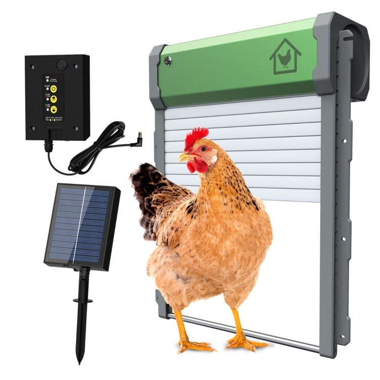 Solar Powered Automatic Chicken Coop Door 4 Modes Automatic Chicken Door with Remote Control, Solar