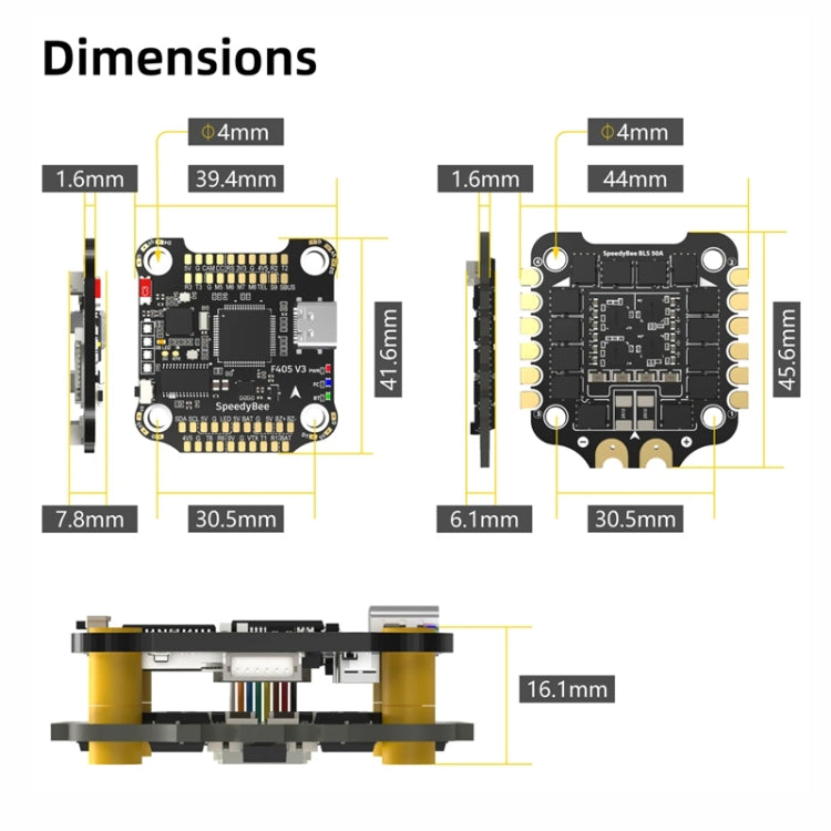 3-6S Lipo Barometer For RC Drone, SpeedyBee BLS 50A 4-in-1 ESC, SpeedyBee F405 V3 Flight Controller, SpeedyBee F405 V3 50A Stack