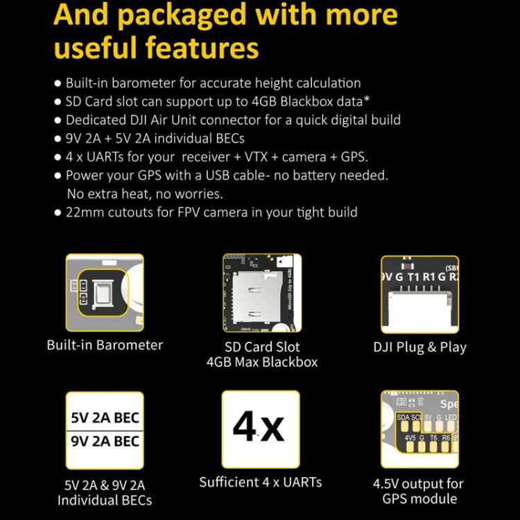 3-6S Lipo Barometer For RC Drone, SpeedyBee BLS 50A 4-in-1 ESC, SpeedyBee F405 V3 Flight Controller, SpeedyBee F405 V3 50A Stack