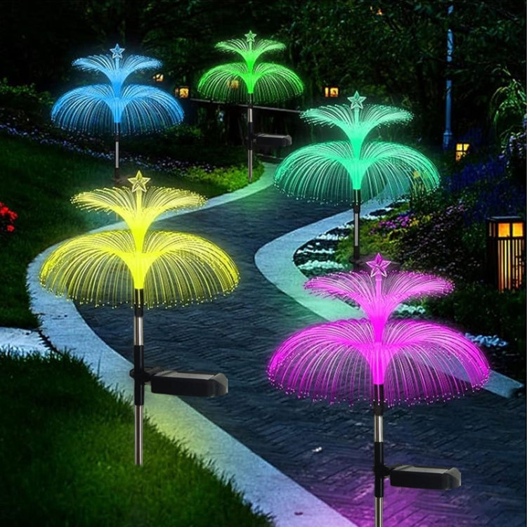 Solar Optical Fiber Jellyfish Lights Outdoor LED Waterproof Garden Decoration Ambiance Light, Stars (Stainless Steel Tube), Stars (Transparent Tube)