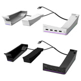 For Sony PS5 Slim IPEGA PG-P5S021 RGB Light Host Horizontal Stand With 4 USB HUBs, White, Black