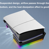 For Sony PS5 Slim IPEGA PG-P5S021 RGB Light Host Horizontal Stand With 4 USB HUBs, White, Black