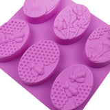 6 Grids Oarbone Bee Silicone Cake Mold Handmade Soap Pudding Mold, Yellow, Purple