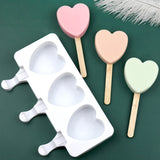 3 Grids Heart Shape Ice Cream Model DIY Pudding Mold Without Stick, 3 Grids Heart