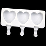 3 Grids Heart Shape Ice Cream Model DIY Pudding Mold Without Stick, 3 Grids Heart