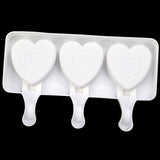 3 Grids Heart Shape Ice Cream Model DIY Pudding Mold Without Stick, 3 Grids Heart