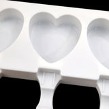3 Grids Heart Shape Ice Cream Model DIY Pudding Mold Without Stick, 3 Grids Heart