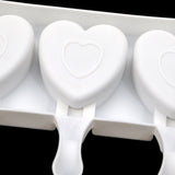 3 Grids Heart Shape Ice Cream Model DIY Pudding Mold Without Stick, 3 Grids Heart