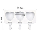3 Grids Heart Shape Ice Cream Model DIY Pudding Mold Without Stick, 3 Grids Heart