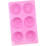 6 Grids 3 Groups Flower Shape Silicone Cake Mold Baking DIY Handmade Soap Model Sunflower Moon Cake Mold, 6 Grids Flower