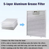 2pcs 10.2 x 12.5 Inch Range Hood Filter 5-Layer Aluminum Mesh Hood Grease Filter, 10.2 x 12.5 Inch