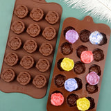 15 Grids Dimensional Rose Chocolate Mould Silicone Handmade Soap Molds