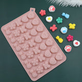 34 Grids Cats Butterfly Flower Silicone Mould DIY Cookie And Candy Decoration Molds, 34 Grids Cats Butterfly Flower
