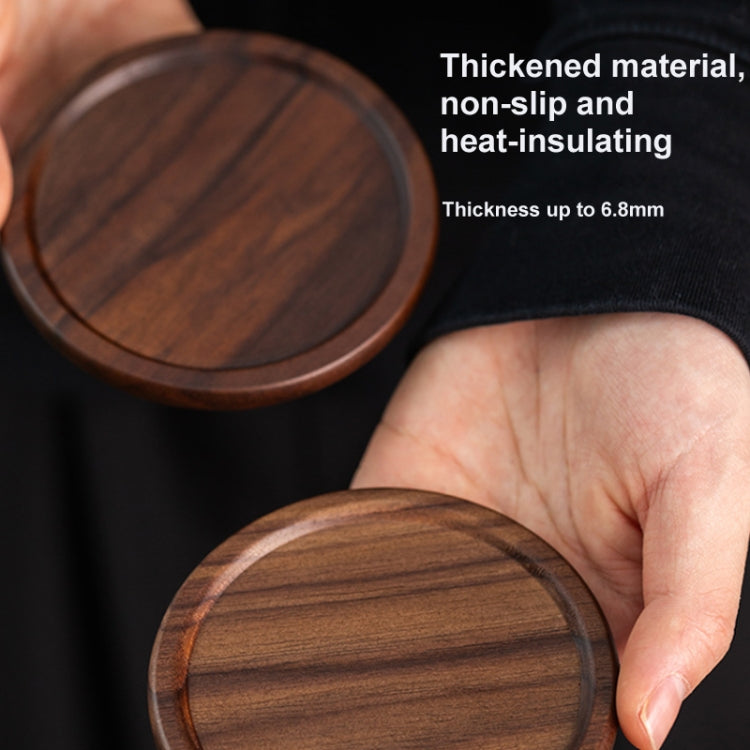 6pcs /Set Walnut Coaster Wooden Tea Ceremony Tray Coffee Cup Solid Wood Insulation Pad, Walnut Coaster