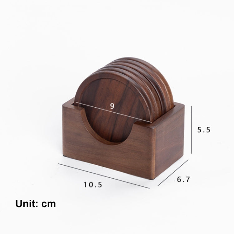 6pcs /Set Walnut Coaster Wooden Tea Ceremony Tray Coffee Cup Solid Wood Insulation Pad, Walnut Coaster