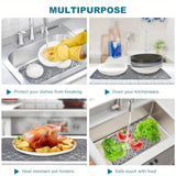 Silicone Sink Mat Cuttable Sink Pad Kitchen Cabinet Mat Dish Drainer Mat 66 x 35cm