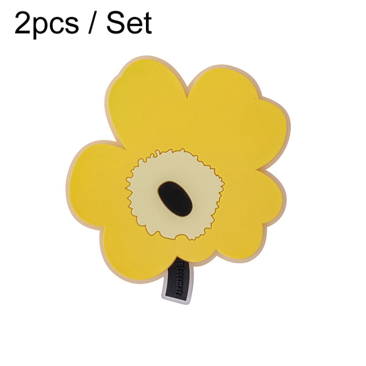 2pcs / Set Household Leaf Heat Insulation Mat Kitchen High Temperature Resistant Baking Placemats, Green Small, Yellow Small, Blue Small, Green Large, Yellow Large, Blue Large