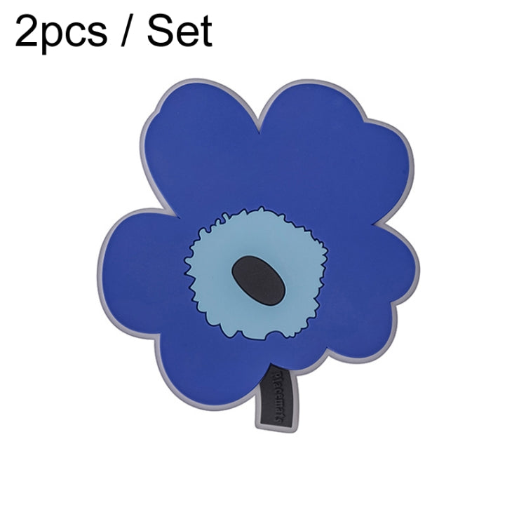 2pcs / Set Household Leaf Heat Insulation Mat Kitchen High Temperature Resistant Baking Placemats, Green Small, Yellow Small, Blue Small, Green Large, Yellow Large, Blue Large