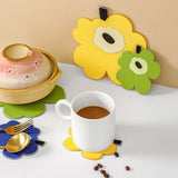 2pcs / Set Household Leaf Heat Insulation Mat Kitchen High Temperature Resistant Baking Placemats, Green Small, Yellow Small, Blue Small, Green Large, Yellow Large, Blue Large