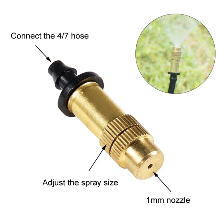 2pcs 4/7mm Barbed Atomizing Spray Nozzle Horticulture And Greenhouse Irrigation Micro Spray Header, Bronze Heads