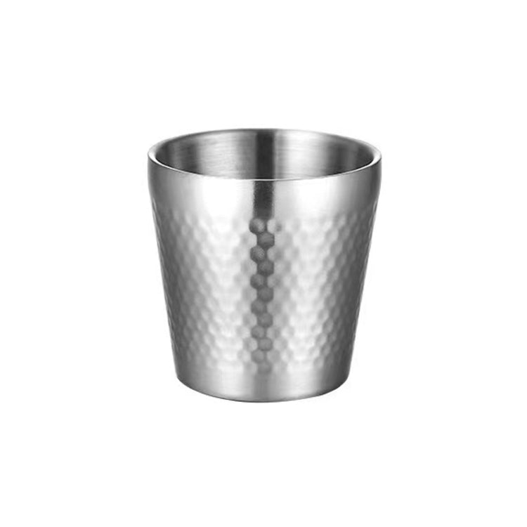 304 Stainless Steel Hammer Mug Thickened Double-Layer Restaurant Tea Cups, 175ml, 260ml, 300ml, 350ml, 450ml