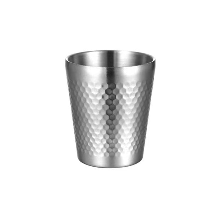 304 Stainless Steel Hammer Mug Thickened Double-Layer Restaurant Tea Cups, 175ml, 260ml, 300ml, 350ml, 450ml